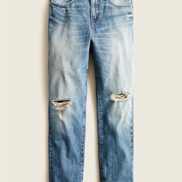 J. Crew Slouchy Boyfriend Jean in Southern Sky Wash Distressed Mom Baggy 29T L - Picture 3 of 11